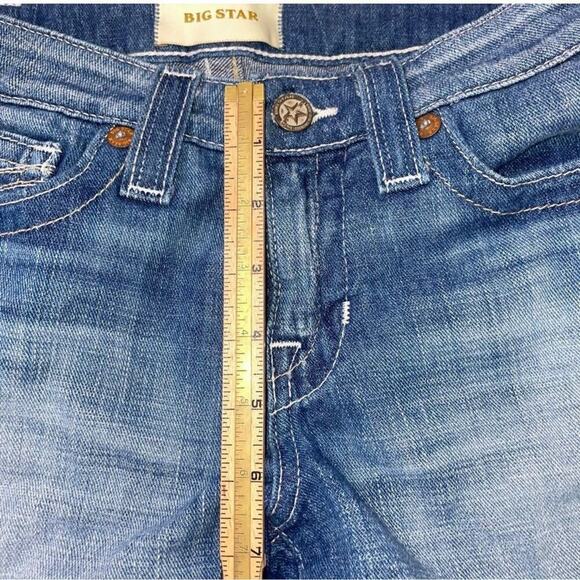 Big Star distressed denim jean shorts raw hem mid rise SZ 26" cutoff stretch - Picture 5 of 6
